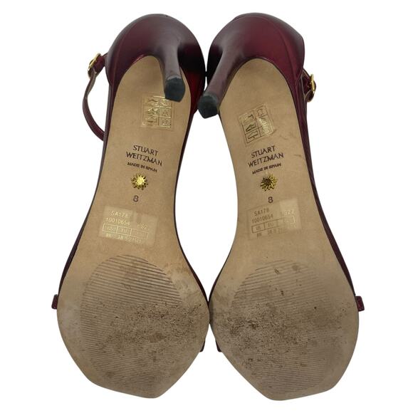 Stuart Weitzman Nudistcurve 100 Strap Sandals Liquid Metallic Red Size 8 - Picture 9 of 11